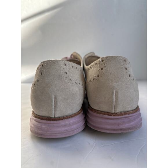 Cole Haan Lunar Grand Gray Suede Lavender Sole Wingtip Oxford Shoe Women SZ 7.5 - Picture 4 of 9